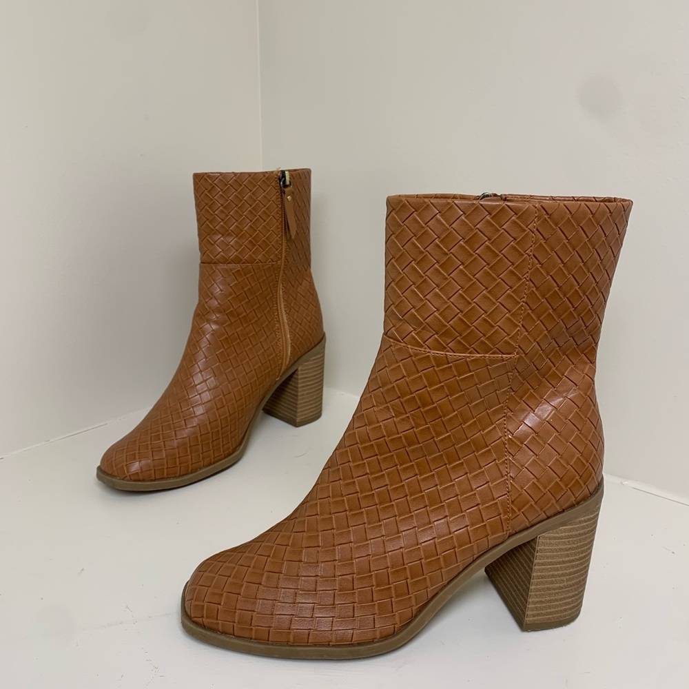Woven Tan Ankle Boots